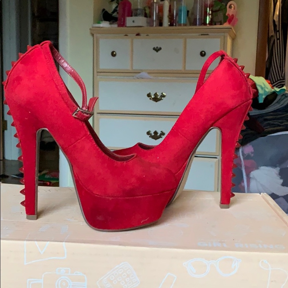Red studded heels